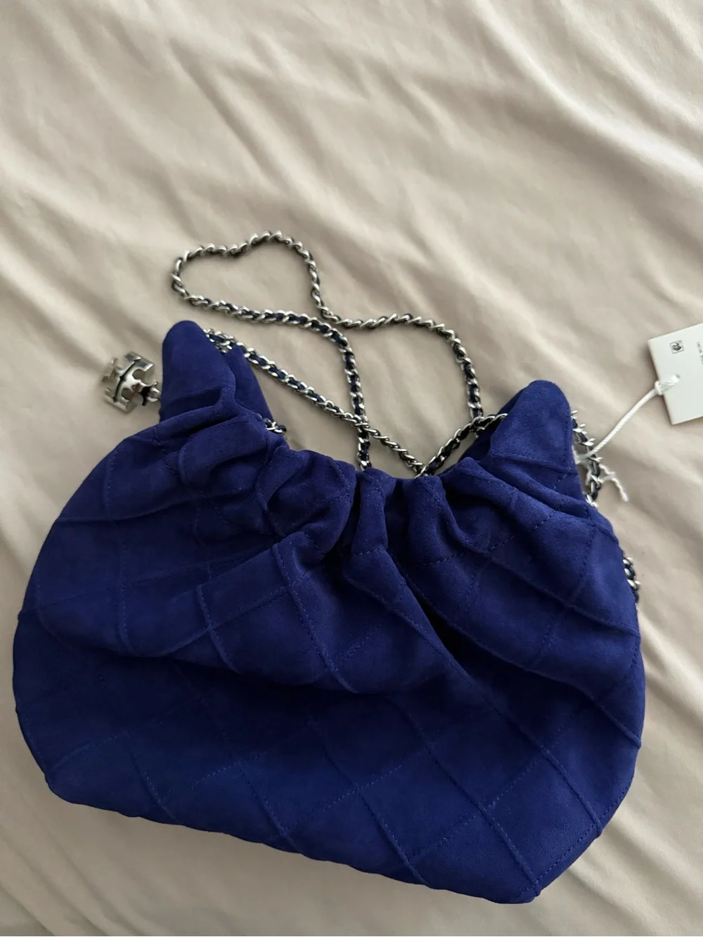 Tory Burch Mini Fleming hobo bag in Ballpoint Navy Blue
